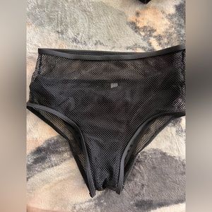 Swim bottoms with fishnet/mesh